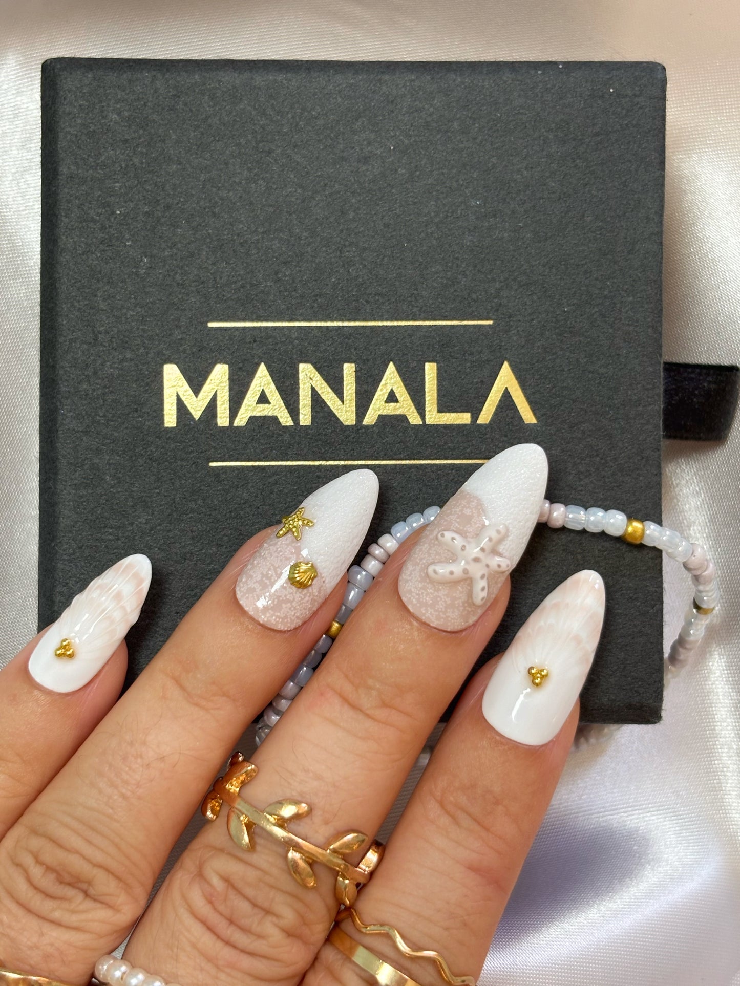 Sable blanc - Ongles press on nails faits main