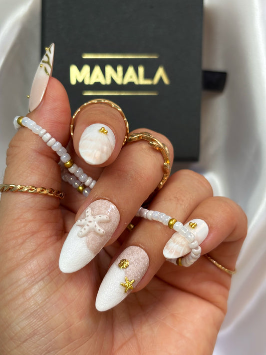 Sable blanc - Ongles press on nails faits main